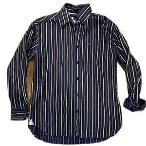 Tommy Hilfiger Mens Blue Yellow Striped Button Shirt Small 14 1/2-15